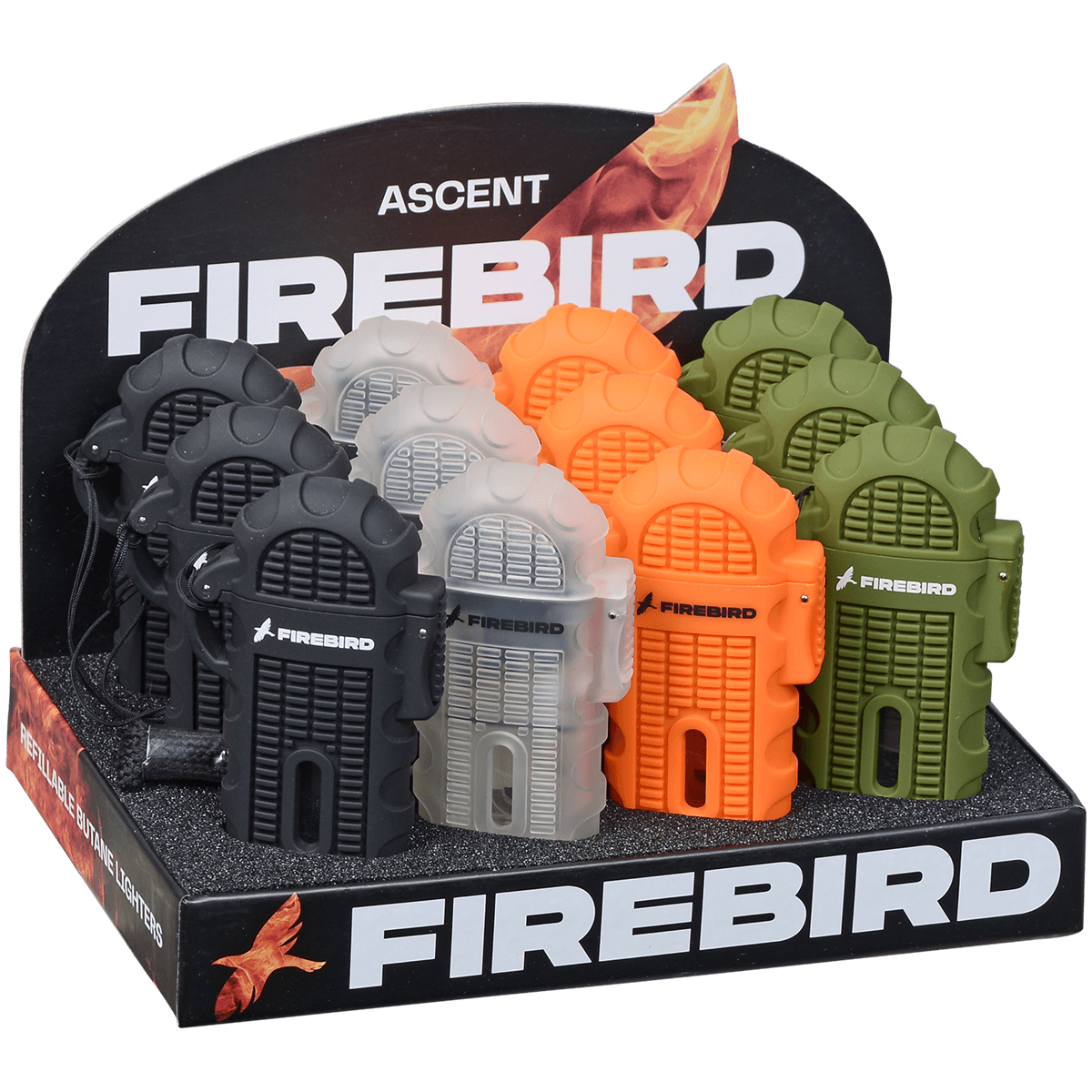 Lighter Firebird Ascent Wind-Resistant Single Flame 4 Colors 12 Ct. Display