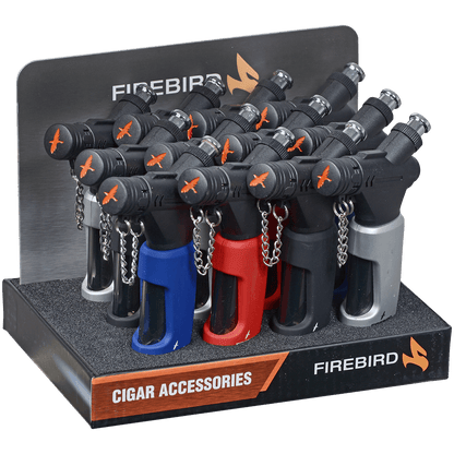 Lighter Firebird Hookah Wind-Resistant Single Jet Flame 4 Colors 12 Ct. Display