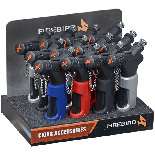 Lighter Firebird Hookah Wind-Resistant Single Jet Flame 4 Colors 12 Ct. Display