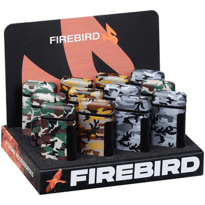 Lighter Firebird Sidewinder Camo Wind-Resistant Angled Single Jet Flame 4 Colors 12 Ct. Display