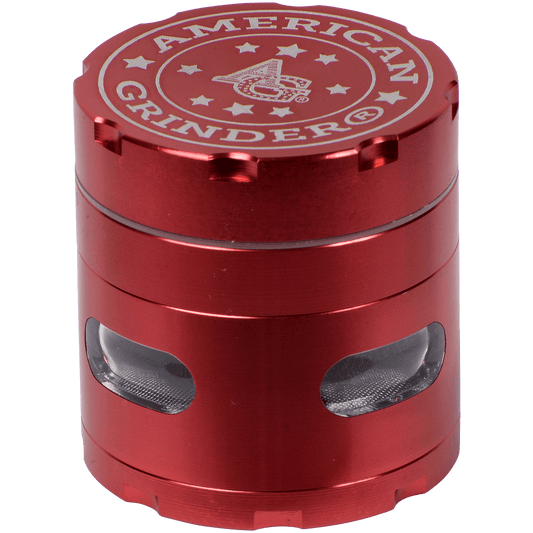 Tobacco Grinder 2.0" Red Four Piece W Chamber Window