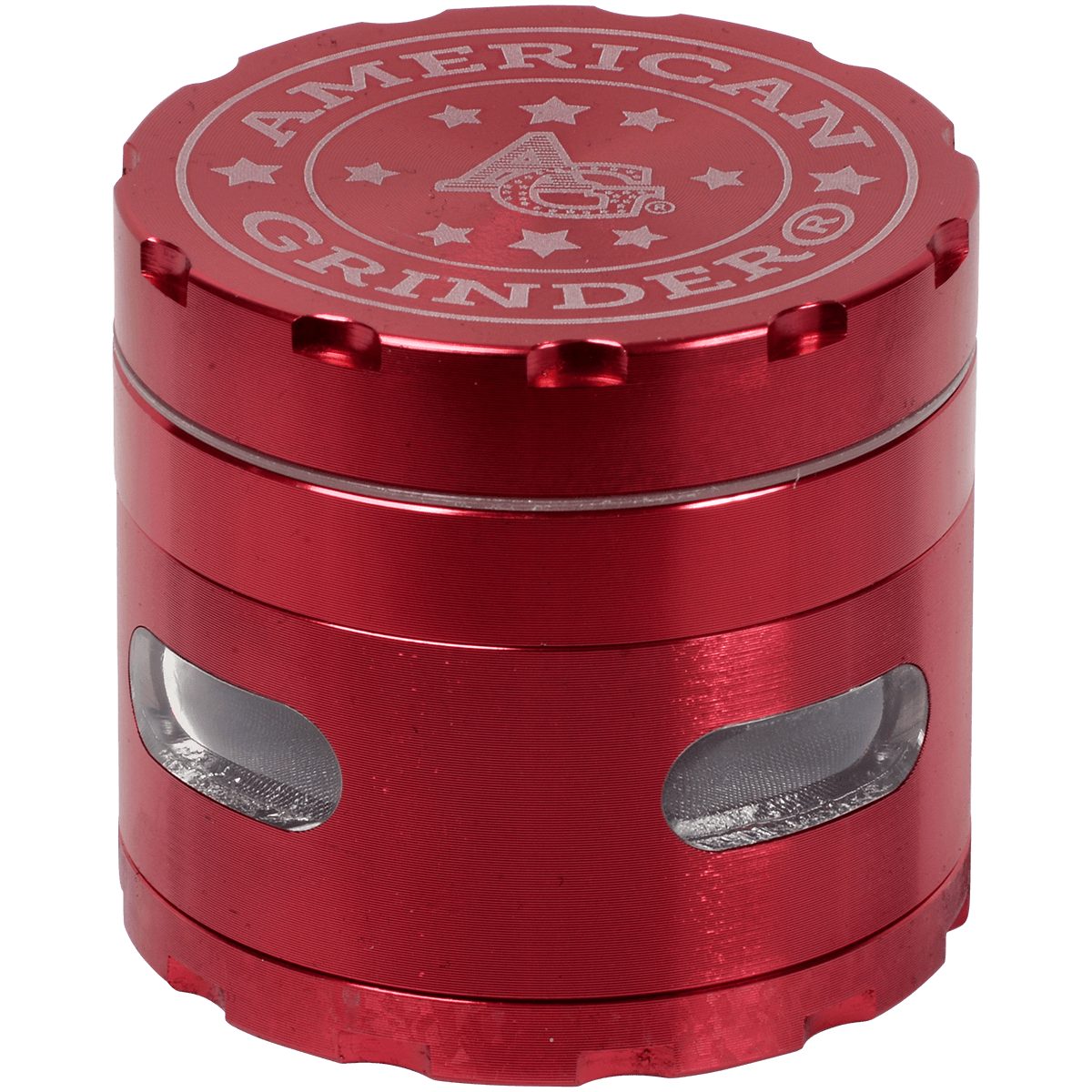 Tobacco Grinder 2.5" Red Four Piece W Chamber Window