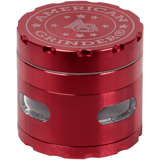 Tobacco Grinder 2.5" Red Four Piece W Chamber Window