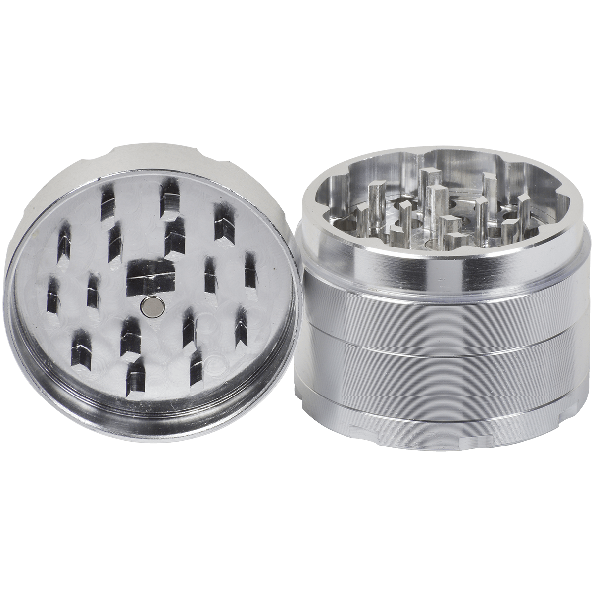 Tobacco Grinder 2.0" Silver Four Piece