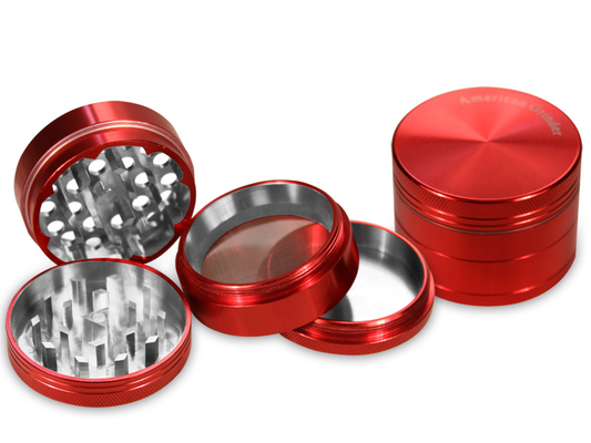 Tobacco Grinder 2.0" Red Four Piece