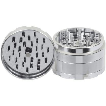 Tobacco Grinder 2.5" Silver Four Piece