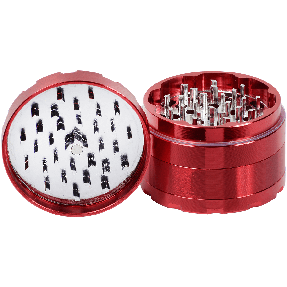 Tobacco Grinder 2.5" Red Four Piece