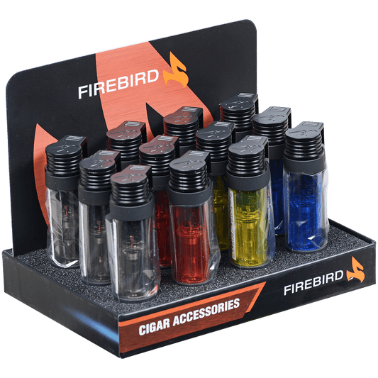 Lighter Firebird Illume Triple Jet Flame Single Action Ignition 4 Colors 12 Ct. Display