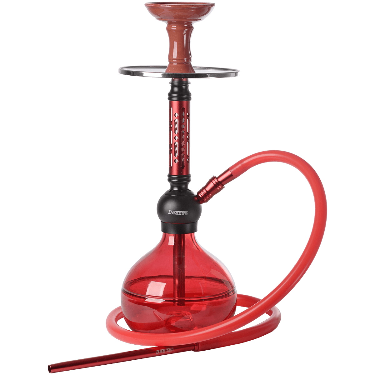 Hookah Pipe Deezer Bedro Red 1 Hose (2 Hose Capacity) 17" In A Box