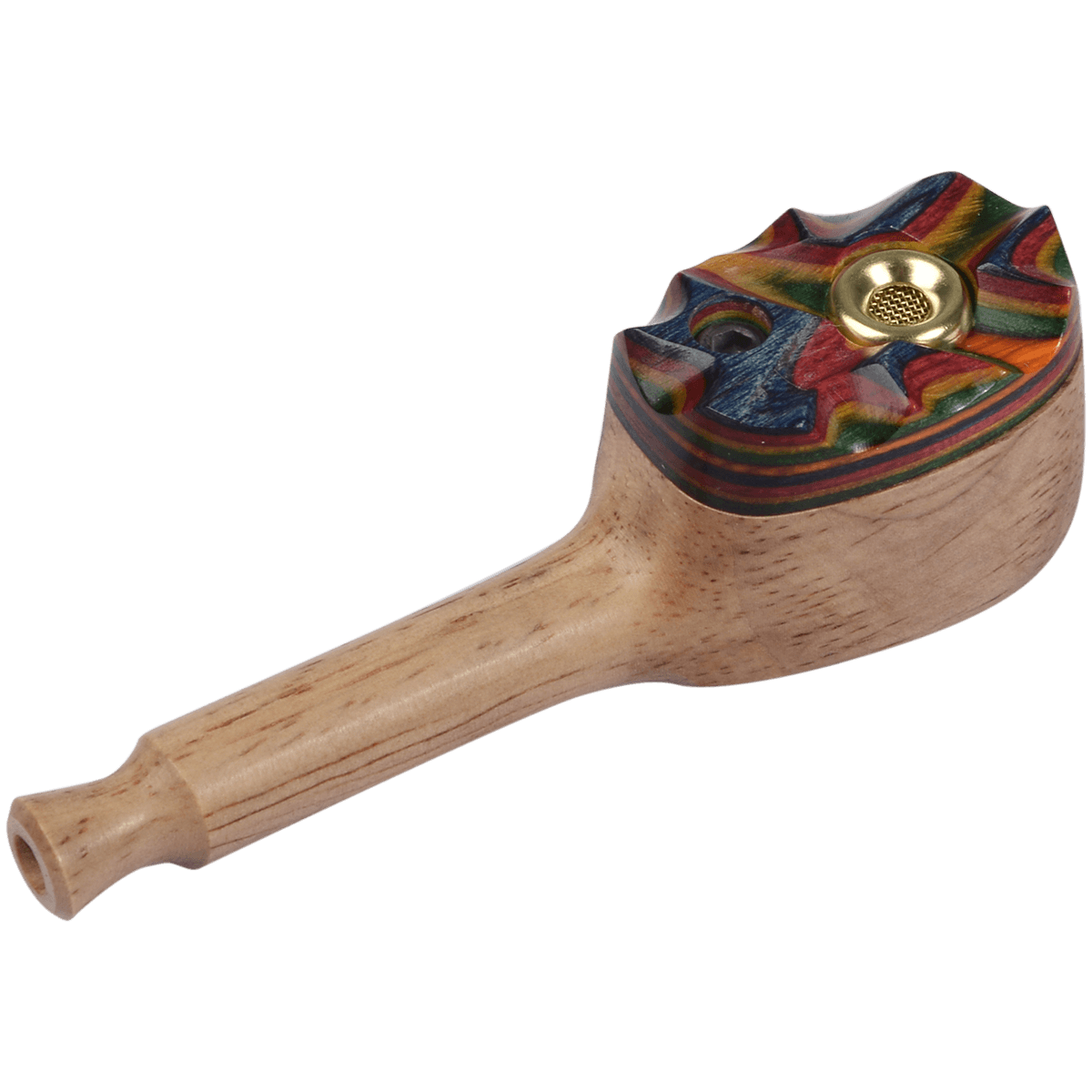 Pipes The Mill Asst. Exotic Wood Pipe With Diamond Wood And Brass Smoke-Thru Cap 3 3 16"