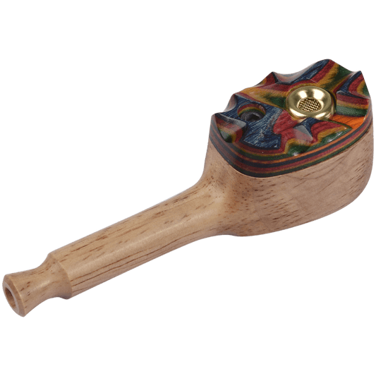 Pipes The Mill Asst. Exotic Wood Pipe With Diamond Wood And Brass Smoke-Thru Cap 3 3 16"