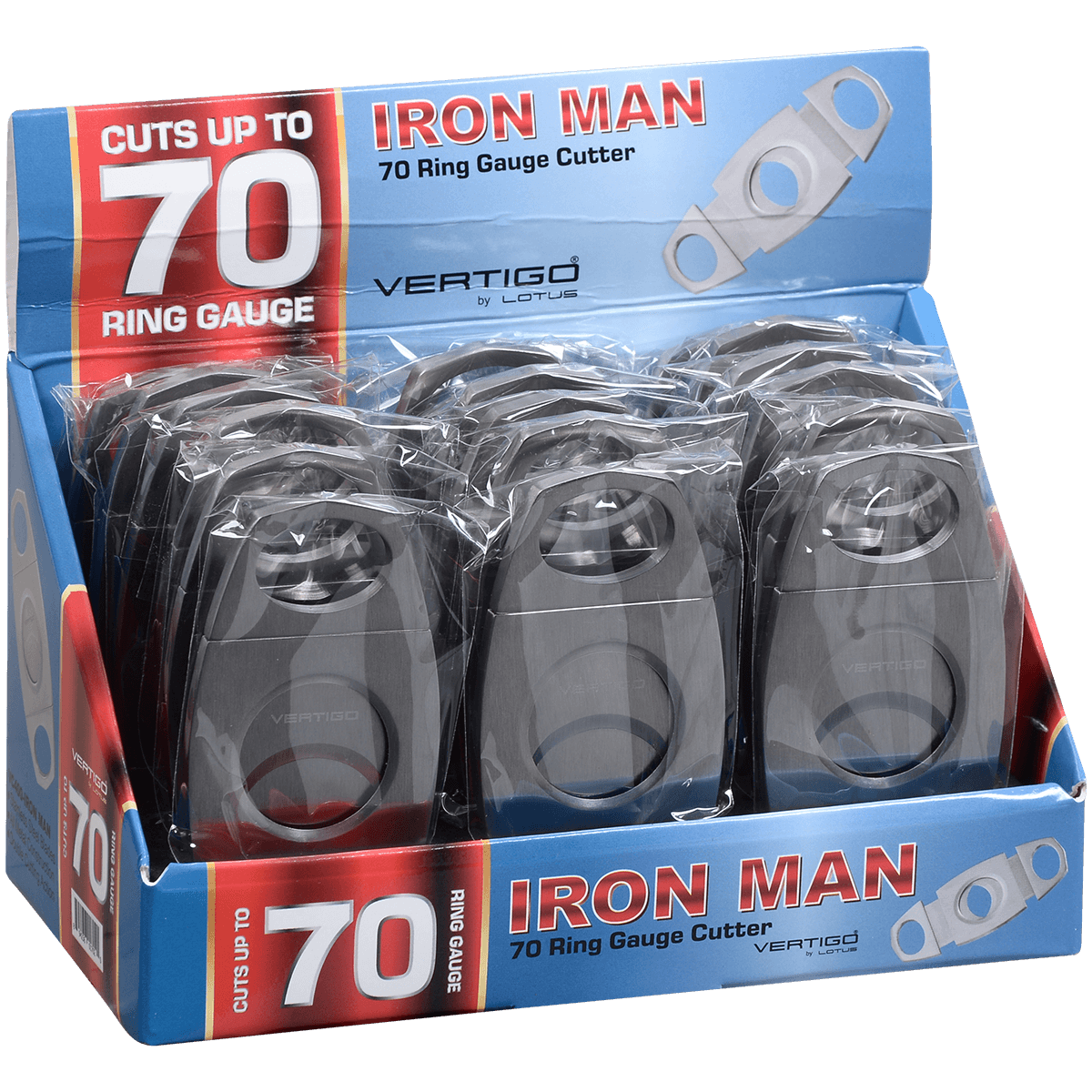 Vertigo Cigar Cutter Iron Man 70 Ring Gauge 18 Ct. Display