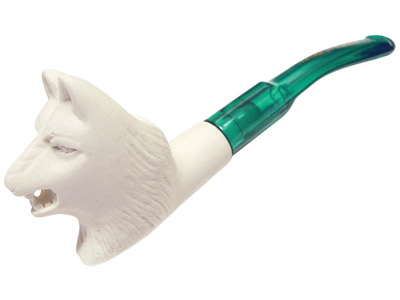 Pipes Mini Meerschaum Wolf Design In Bubble Bag