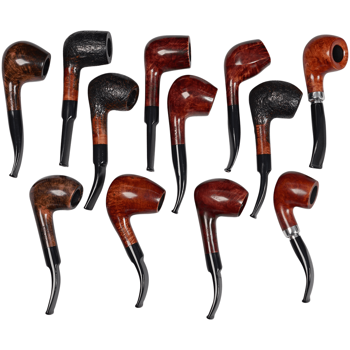 Pipes Premium Italian Briar Assortment Large 12 Ct. Box