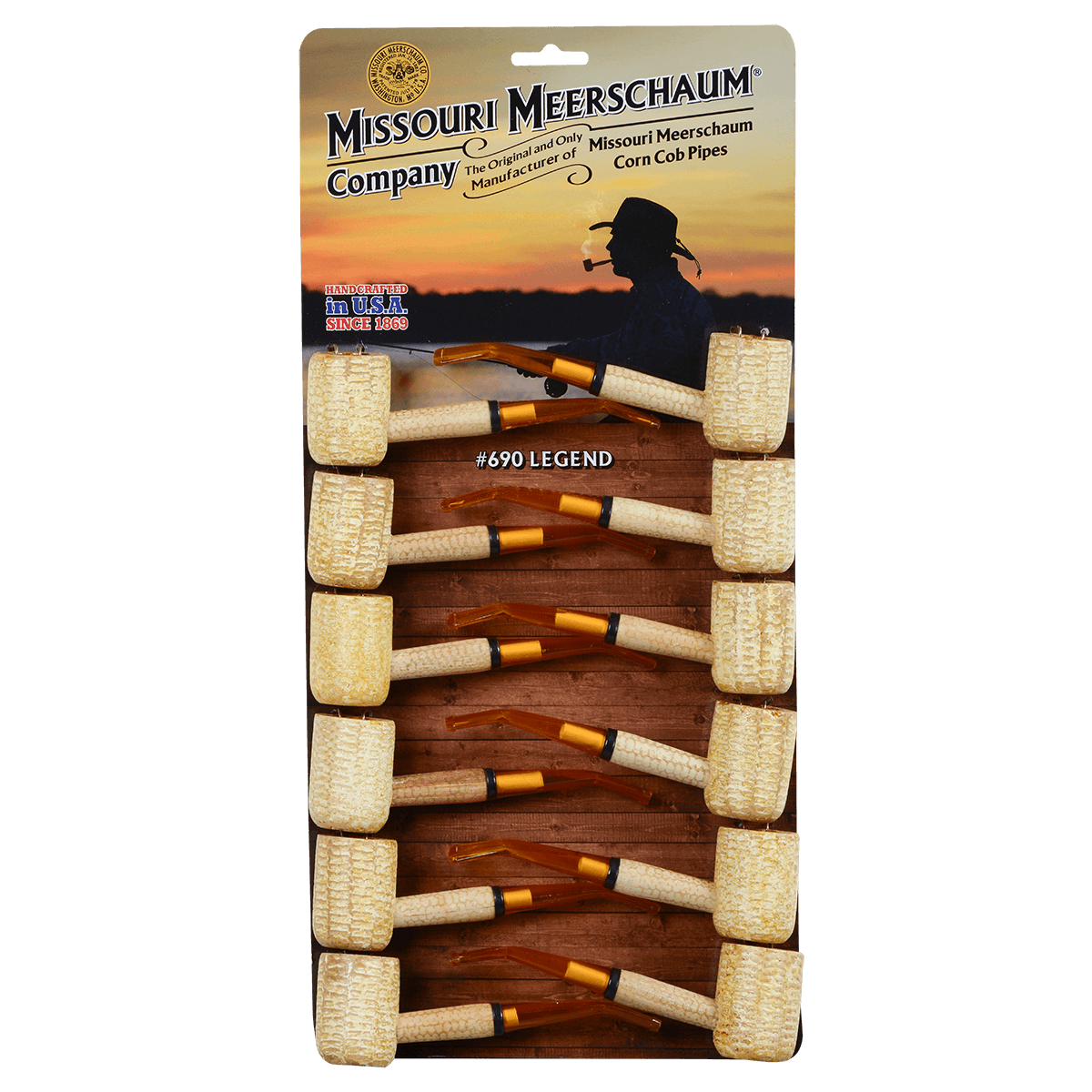 Pipes Miss. Meerschaum Corn Cob 690B Legend Bent 12 Ct. Card