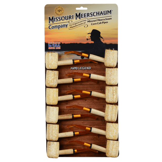 Pipes Miss. Meerschaum Corn Cob 690B Legend Bent 12 Ct. Card