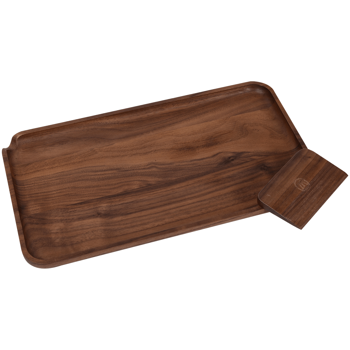 Rolling Tray Marley Natural Black Walnut Wood 12" X 7"