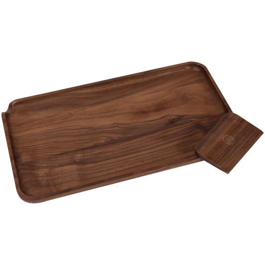 Rolling Tray Marley Natural Black Walnut Wood 12" X 7"