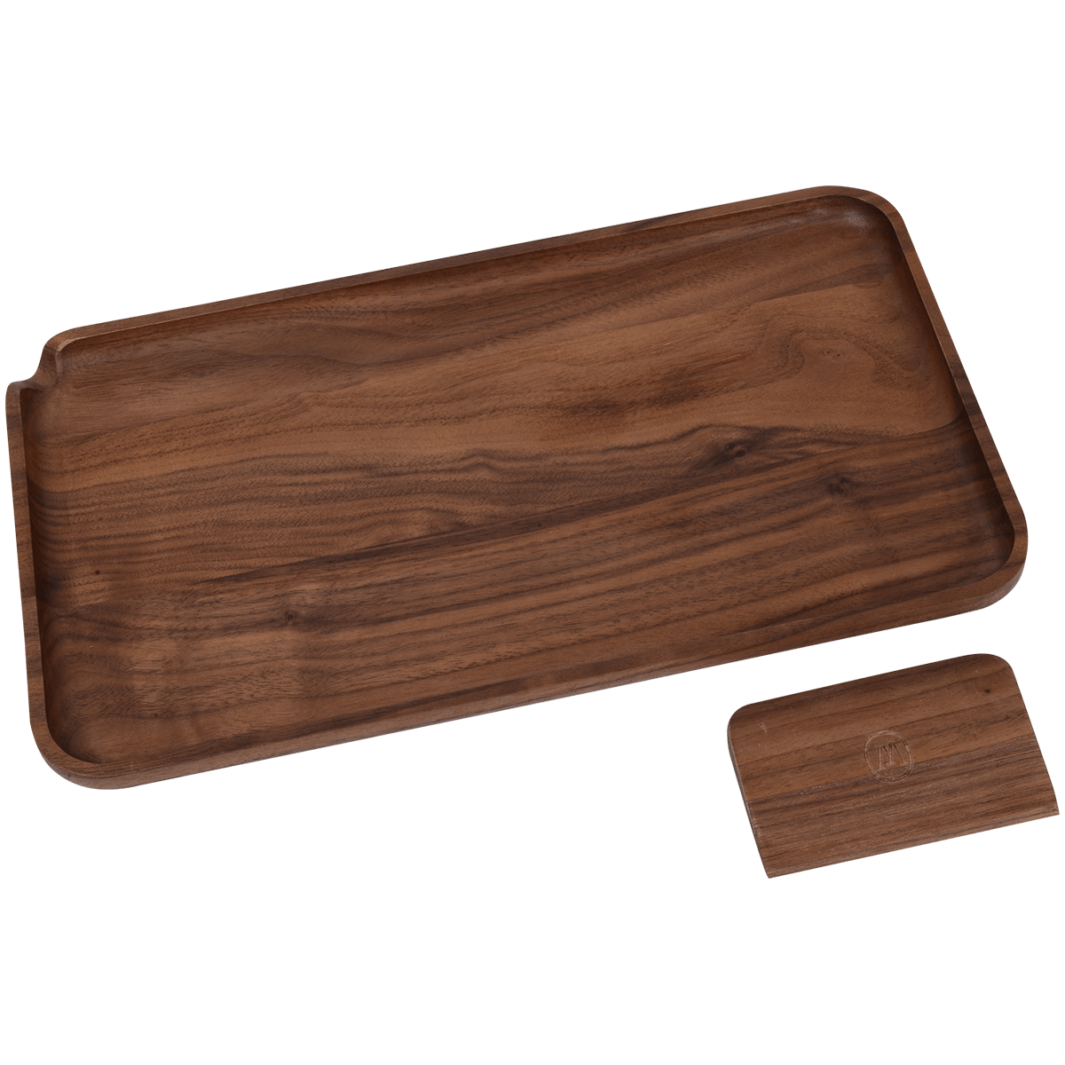 Rolling Tray Marley Natural Black Walnut Wood 12" X 7"