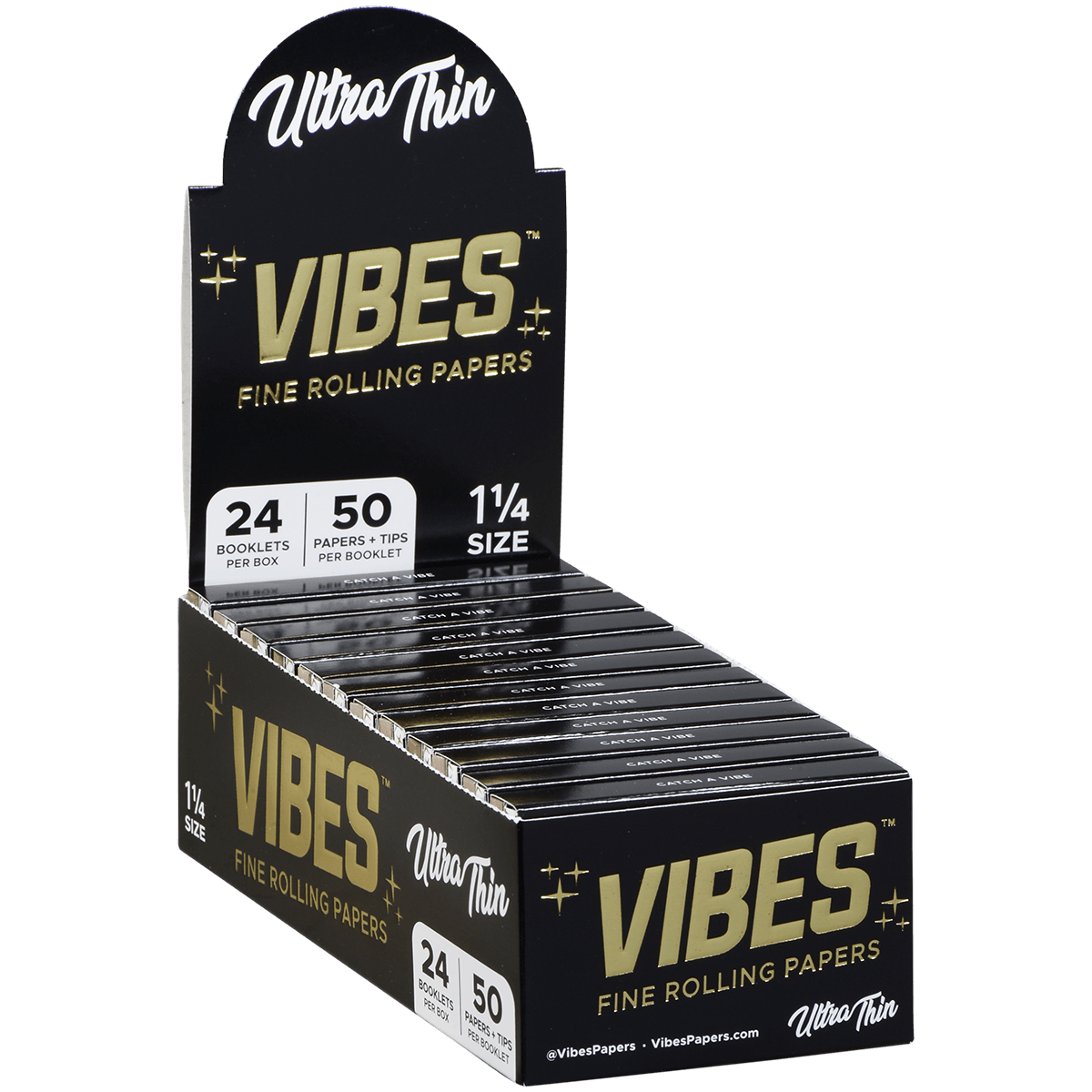 **VIBES PAPERS WITH FILTERS KING SIZE SLIM ULTRA THIN (BLK) 24 BOOKLETS PER BOX