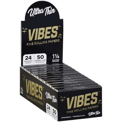 **VIBES PAPERS WITH FILTERS KING SIZE SLIM ULTRA THIN (BLK) 24 BOOKLETS PER BOX