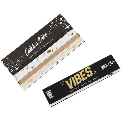 **VIBES -PAPERS- KING SIZE SLIM - ULTRA THIN (BLK) 50 BOOKLETS PER BOX 33 PAPERS PER BOOKLET