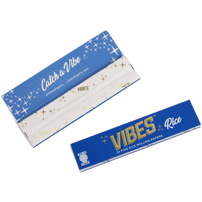 **VIBES -PAPERS -KING SIZE SLIM - RICE (BLU) 50 BOOKLETS PER BOX 33 PAPERS PER BOOKLET