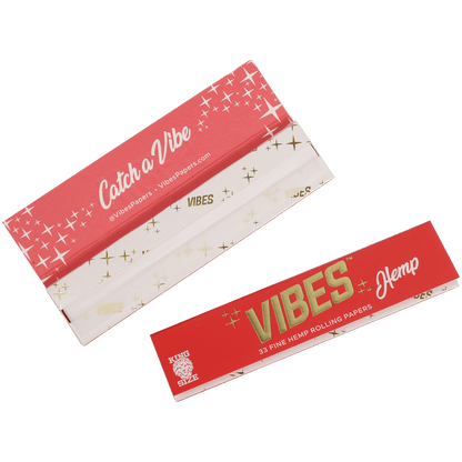 **VIBES - PAPERS - KING SIZE SLIM - HEMP (RED) 50 BOOKLETS PER BOX 33 PAPERS PER BOOKLET