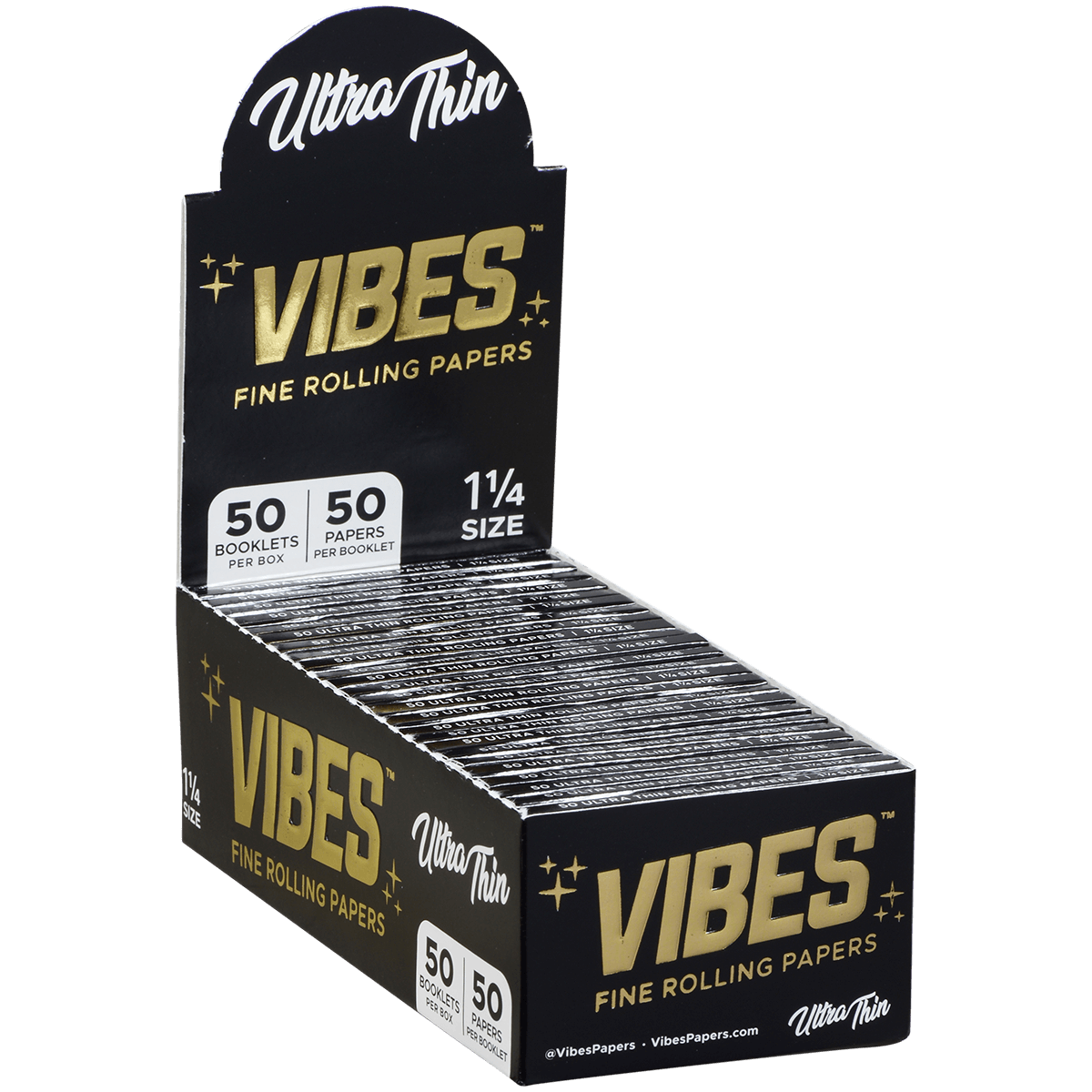 **VIBES - PAPERS - 1 1/4 - ULTRA THIN (BLK) 50 BOOKLETS PER BOX 50 PAPERS PER BOOKLET