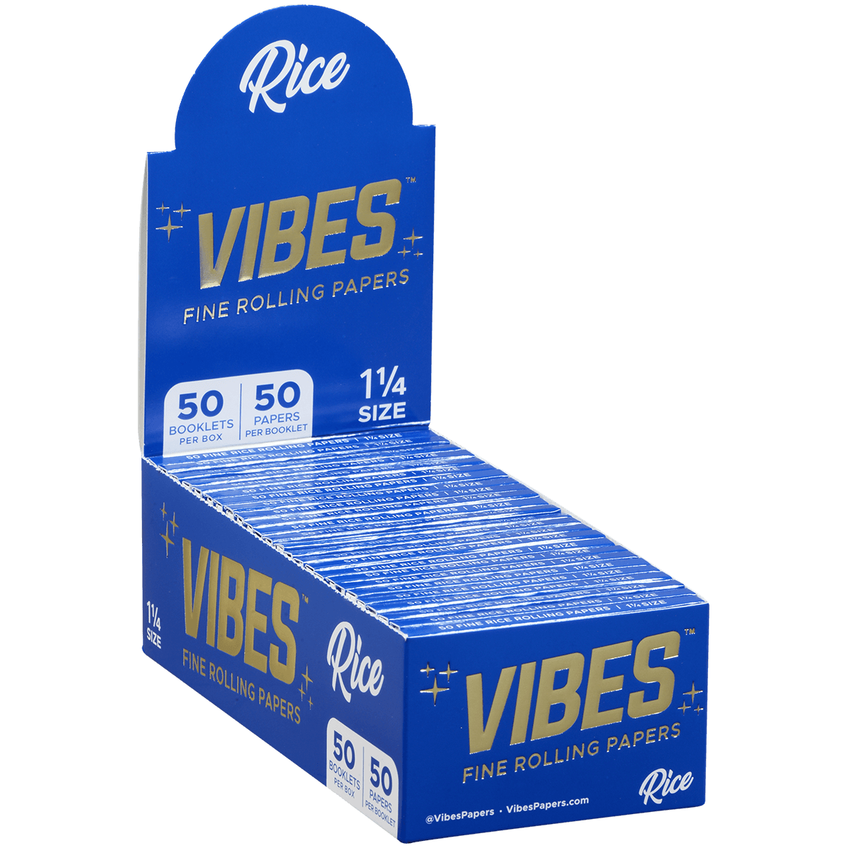 **VIBES - PAPERS - 1 1/4 - RICE (BLU) 50 BOOKLETS PER BOX 50 PAPERS PER BOOKLET