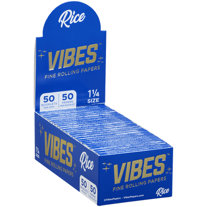**VIBES - PAPERS - 1 1/4 - RICE (BLU) 50 BOOKLETS PER BOX 50 PAPERS PER BOOKLET
