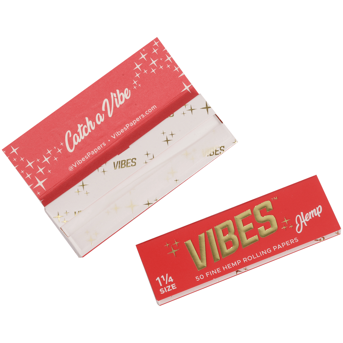 **VIBES - PAPERS - 1 1/4 - HEMP (RED) 50 BOOKLETS PER BOX 50 PAPERS PER BOOKLET