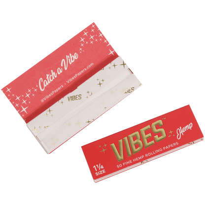 **VIBES - PAPERS - 1 1/4 - HEMP (RED) 50 BOOKLETS PER BOX 50 PAPERS PER BOOKLET