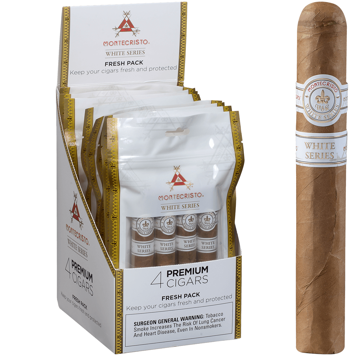 Montecristo White Toro Fresh Packs 8/4 Display