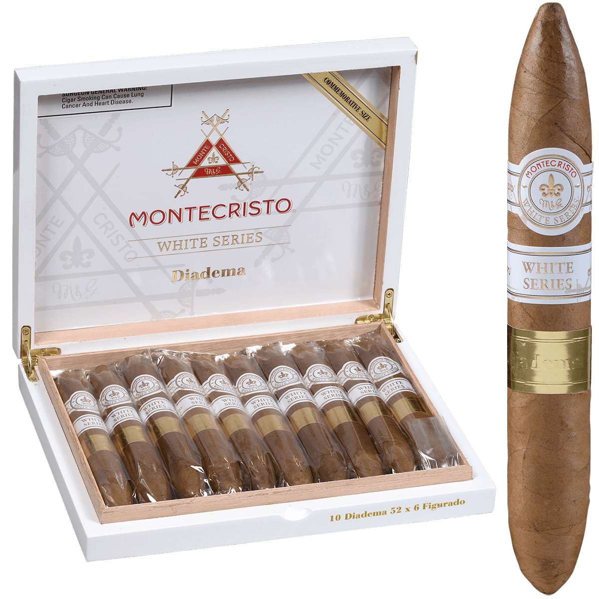 Montecristo White Figurado 10 Ct. Box 6.00X52