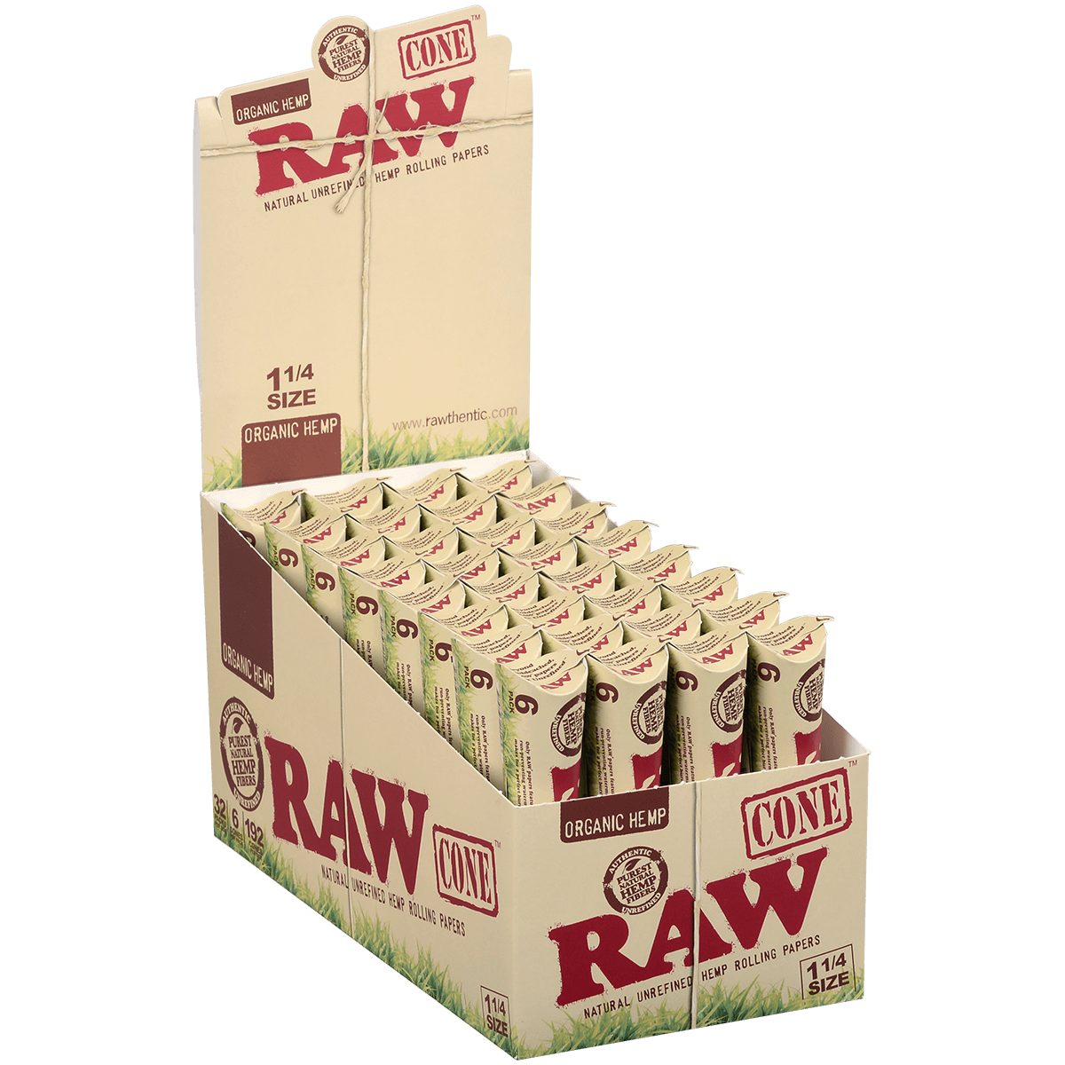 Papers Raw Organic Hemp Pre-Rolled Cones 1 ¼ - 32/6 Ct. Display