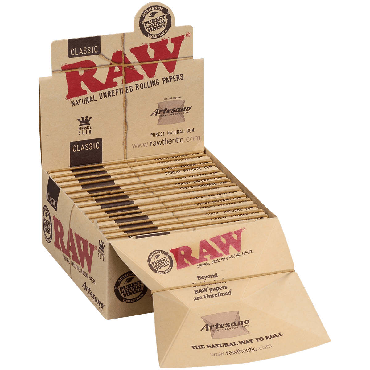 Papers Raw Classic Artesano King Slim 15/32/32 Tips Ct Box