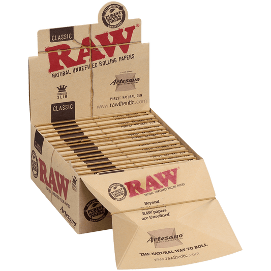 Papers Raw Classic Artesano King Slim 15/32/32 Tips Ct Box