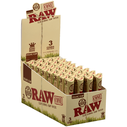 Papers Raw Organic Hemp Pre-Rolled Cones King Size 32/3 Ct. Display