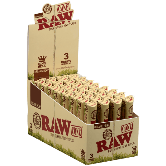 Papers Raw Organic Hemp Pre-Rolled Cones King Size 32/3 Ct. Display