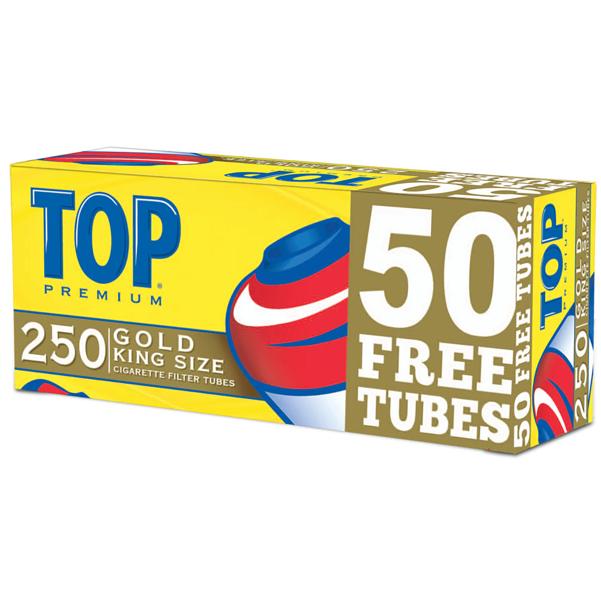 Cigarette Filter Tubes Top King Size Gold Bonus 250 Ct. Box
