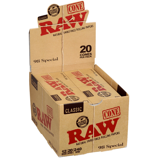 Papers Raw Classic Pre-Rolled Cones 98Mm Special 12 Packs Display