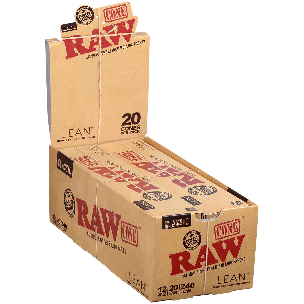 Papers Raw Classic Lean Pre-Rolled Cones 109Mm Special 12 Packs Display