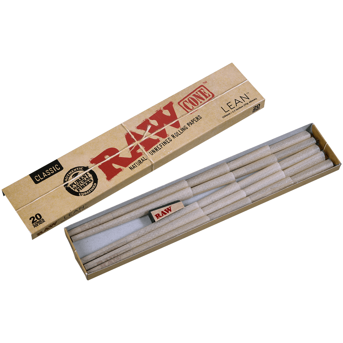 Papers Raw Classic Lean Pre-Rolled Cones 109Mm Special 12 Packs Display