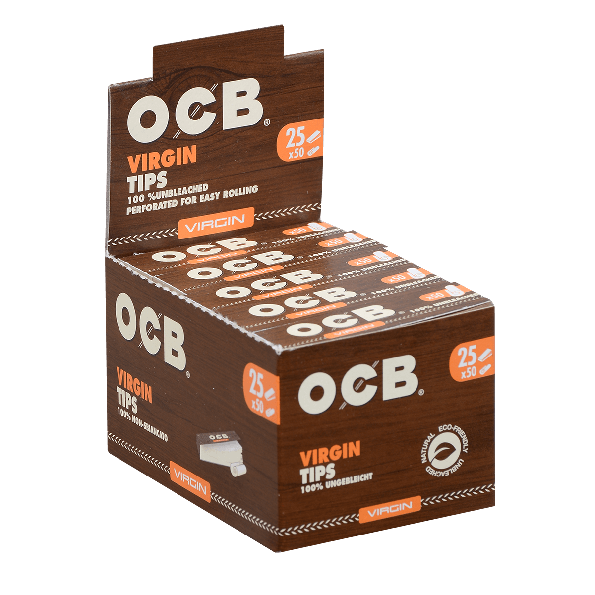 **OCB VIRGIN FLAT PAPER TIPS 25/50 CT.BOX