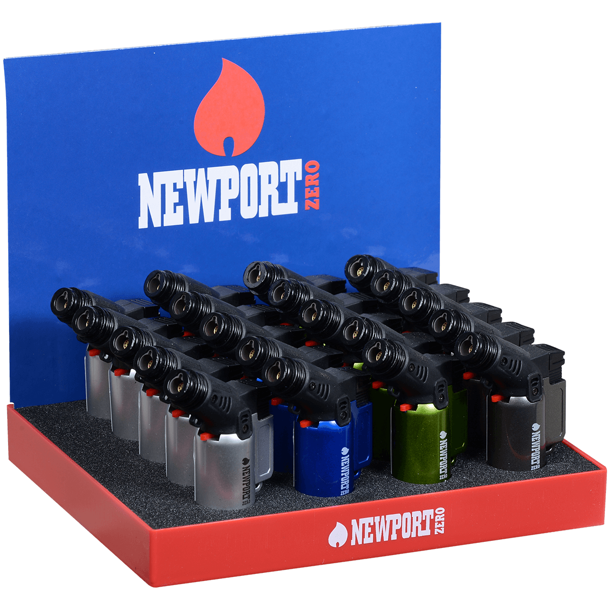 Lighter Newport Zero Small Torch 4 Colors Metallic 20 Ct Display