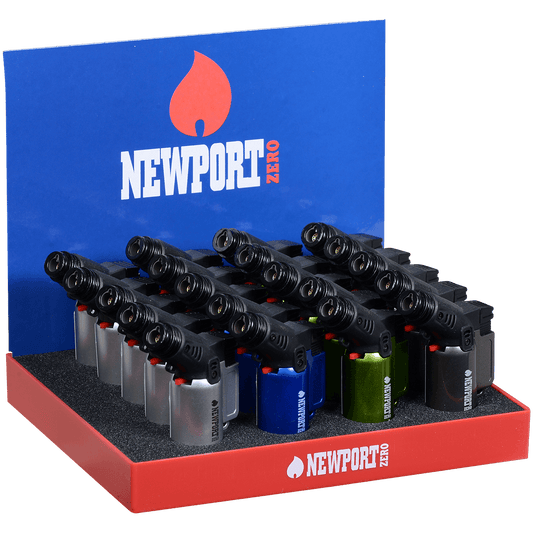Lighter Newport Zero Small Torch 4 Colors Metallic 20 Ct Display