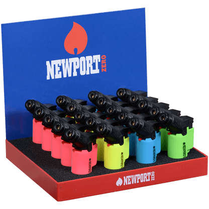 Lighter Newport Zero Small Torch 4 Colors Rubber 20 Ct Display