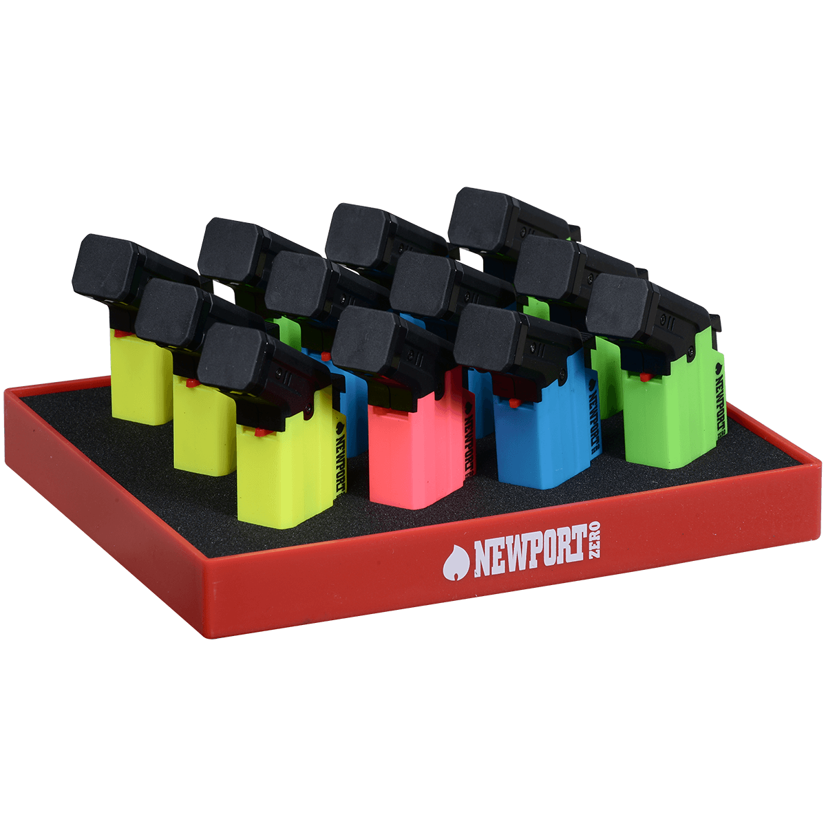 Lighter Newport Zero Small Side Torch 4 Colors Rubber 12 Ct Display