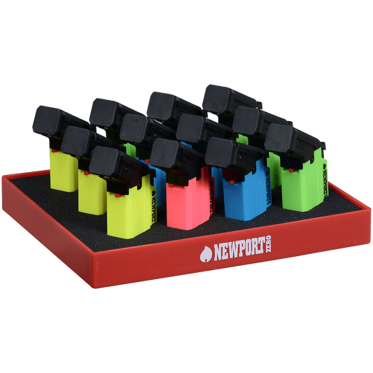 Lighter Newport Zero Small Side Torch 4 Colors Rubber 12 Ct Display